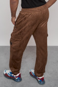 Купить Спортивные мужские штаны из бархатного трикотажа коричневого цвета 12929K, фото 5