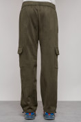 Купить Спортивные мужские штаны из бархатного трикотажа цвета хаки 12929Kh, фото 10