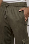 Купить Спортивные мужские штаны из бархатного трикотажа цвета хаки 12929Kh, фото 12