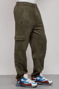 Купить Спортивные мужские штаны из бархатного трикотажа цвета хаки 12929Kh, фото 22