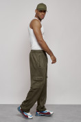 Купить Спортивные мужские штаны из бархатного трикотажа цвета хаки 12929Kh, фото 4