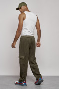 Купить Спортивные мужские штаны из бархатного трикотажа цвета хаки 12929Kh, фото 5
