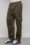 Купить Спортивные мужские штаны из бархатного трикотажа цвета хаки 12929Kh, фото 8