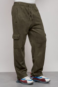 Купить Спортивные мужские штаны из бархатного трикотажа цвета хаки 12929Kh, фото 9
