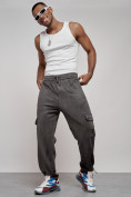 Купить Спортивные мужские штаны из бархатного трикотажа серого цвета 12929Sr, фото 24