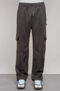 Купить Спортивные мужские штаны из бархатного трикотажа серого цвета 12929Sr, фото 25