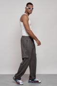 Купить Спортивные мужские штаны из бархатного трикотажа серого цвета 12929Sr, фото 3