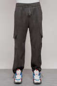 Купить Спортивные мужские штаны из бархатного трикотажа серого цвета 12929Sr, фото 29