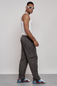 Купить Спортивные мужские штаны из бархатного трикотажа серого цвета 12929Sr, фото 5