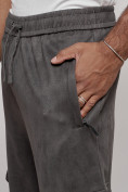 Купить Спортивные мужские штаны из бархатного трикотажа серого цвета 12929Sr, фото 8