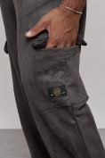 Купить Спортивные мужские штаны из бархатного трикотажа серого цвета 12929Sr, фото 9