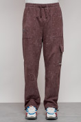 Купить Широкие спортивные брюки трикотажные мужские коричневого цвета 12932K, фото 11