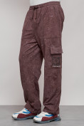 Купить Широкие спортивные брюки трикотажные мужские коричневого цвета 12932K, фото 12