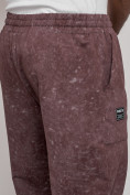 Купить Широкие спортивные брюки трикотажные мужские коричневого цвета 12932K, фото 18