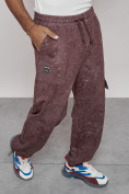 Купить Широкие спортивные брюки трикотажные мужские коричневого цвета 12932K, фото 20