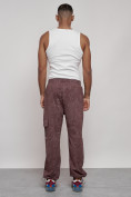 Купить Широкие спортивные брюки трикотажные мужские коричневого цвета 12932K, фото 4