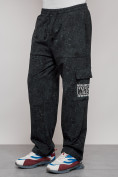 Купить Широкие спортивные брюки трикотажные мужские темно-зеленого цвета 12932TZ, фото 10