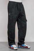 Купить Широкие спортивные брюки трикотажные мужские темно-зеленого цвета 12932TZ, фото 11