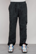 Купить Широкие спортивные брюки трикотажные мужские темно-зеленого цвета 12932TZ, фото 5