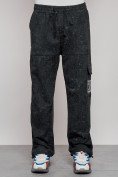 Купить Широкие спортивные брюки трикотажные мужские темно-зеленого цвета 12932TZ, фото 9