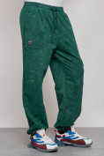 Купить Широкие спортивные брюки трикотажные мужские зеленого цвета 12932Z, фото 10