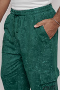Купить Широкие спортивные брюки трикотажные мужские зеленого цвета 12932Z, фото 12