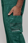 Купить Широкие спортивные брюки трикотажные мужские зеленого цвета 12932Z, фото 13