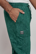 Купить Широкие спортивные брюки трикотажные мужские зеленого цвета 12932Z, фото 14