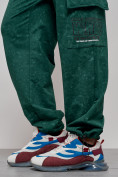 Купить Широкие спортивные брюки трикотажные мужские зеленого цвета 12932Z, фото 15