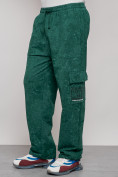 Купить Широкие спортивные брюки трикотажные мужские зеленого цвета 12932Z, фото 18