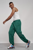 Купить Широкие спортивные брюки трикотажные мужские зеленого цвета 12932Z, фото 2