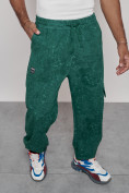 Купить Широкие спортивные брюки трикотажные мужские зеленого цвета 12932Z, фото 20