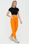Купить Спортивные брюки женские оранжевого цвета 1306O, фото 3