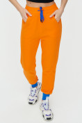 Купить Спортивные брюки женские оранжевого цвета 1307O, фото 13