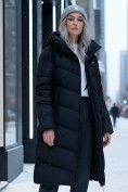 Купить Пальто зимнее утепленное с капюшоном женское черного цвета 1318Ch