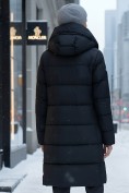 Купить Пальто зимнее утепленное с капюшоном женское черного цвета 1318Ch, фото 3