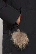 Купить Пальто утепленное с капюшоном зимнее женское черного цвета 132132Ch, фото 10