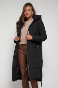 Купить Пальто утепленное с капюшоном зимнее женское черного цвета 132132Ch, фото 18