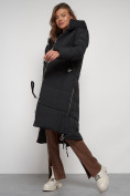 Купить Пальто утепленное с капюшоном зимнее женское черного цвета 132132Ch, фото 19