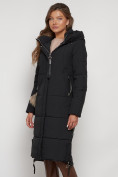 Купить Пальто утепленное с капюшоном зимнее женское черного цвета 132132Ch, фото 2