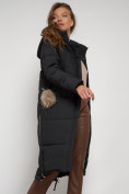 Купить Пальто утепленное с капюшоном зимнее женское черного цвета 132132Ch, фото 20