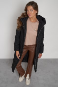 Купить Пальто утепленное с капюшоном зимнее женское черного цвета 132132Ch, фото 21