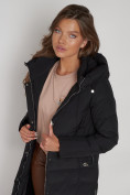 Купить Пальто утепленное с капюшоном зимнее женское черного цвета 132132Ch, фото 22
