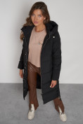 Купить Пальто утепленное с капюшоном зимнее женское черного цвета 132132Ch, фото 23