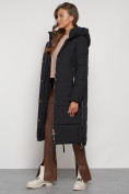 Купить Пальто утепленное с капюшоном зимнее женское черного цвета 132132Ch, фото 26