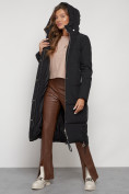 Купить Пальто утепленное с капюшоном зимнее женское черного цвета 132132Ch, фото 31
