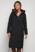 Купить Пальто утепленное с капюшоном зимнее женское черного цвета 132132Ch, фото 5