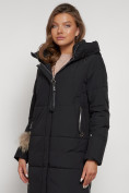 Купить Пальто утепленное с капюшоном зимнее женское черного цвета 132132Ch, фото 6