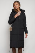 Купить Пальто утепленное с капюшоном зимнее женское черного цвета 132132Ch, фото 7