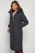 Купить Пальто утепленное с капюшоном зимнее женское темно-серого цвета 132132TC, фото 13